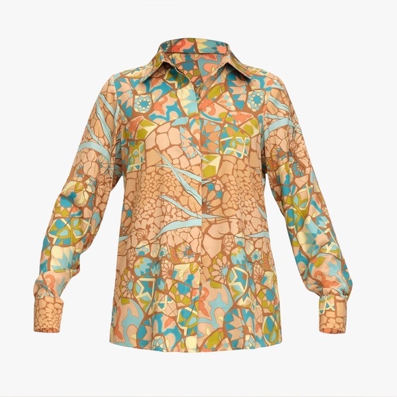 NWT Andrea lyamah Vana Shirt (Ilia-II) • $230 MSRP Colorful Blouse size Small - Picture 1 of 5